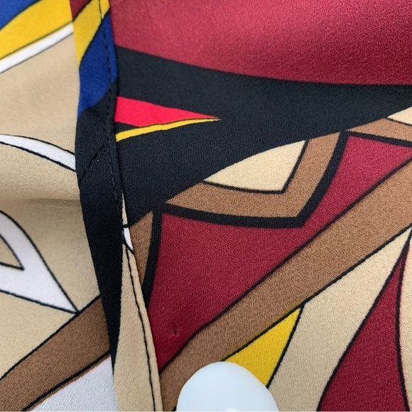 Ashley Stewart Top Woman 18/20 Geometric Colorful Deep V Neck Long Sleeve Smock - Picture 8 of 12